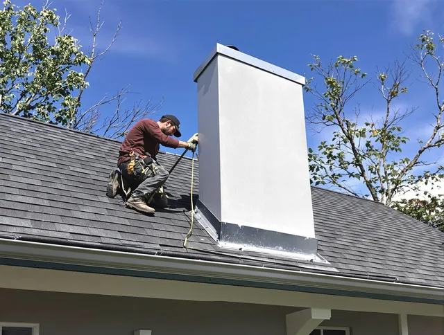 New Britain Chimney Sweep team member finishing chimney construction in New Britain, CT
