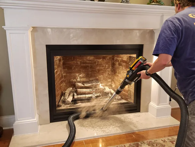 Fireplace cleaning performed by New Britain Chimney Sweep in New Britain, CT